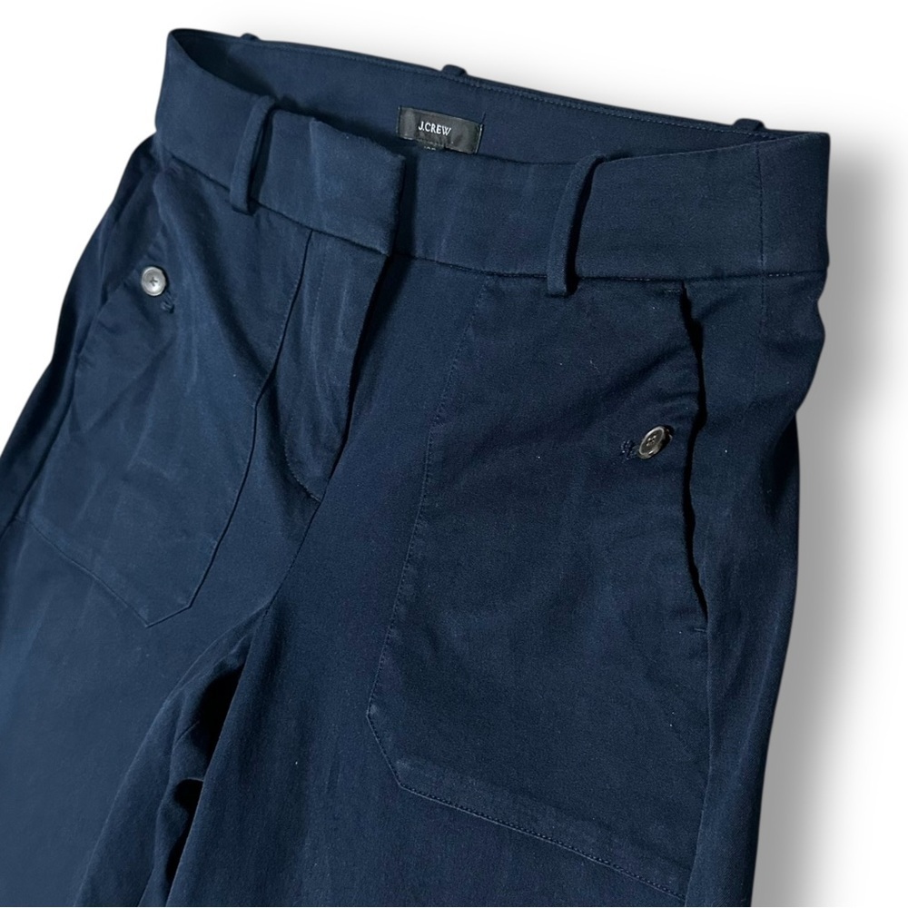 J Crew Sydney Wide Leg Pants Sz 10 Petite Bi-Stretch Cropped Navy Blue Office   - Picture 5 of 11